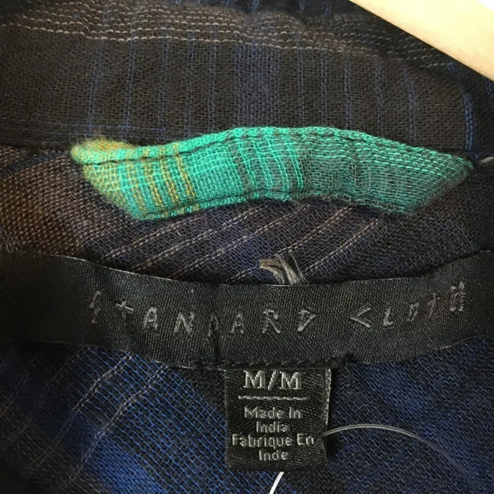 Urban Outfitters Standard Cloth Shirt S M XL Boyfriend Plaid Long Sleeve Blue